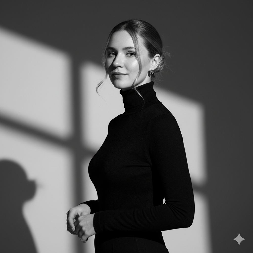 Dark Mode Portrait - Dramatic Black and White Studio